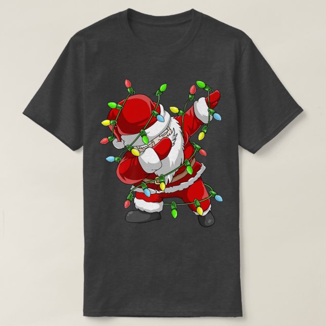 Dabbing Santa Christmas Tree Lights Xmas Boys Kids T-Shirt (Design Front)