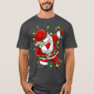 Dabbing Santa Christmas Tree Lights Xmas Boys Kids T-Shirt