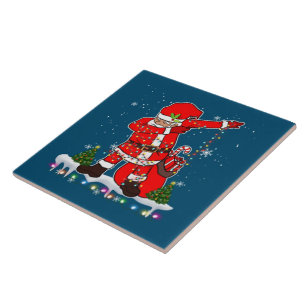Dabbing Santa Christmas Tree Lights Xmas Gifts Boy Ceramic Tile