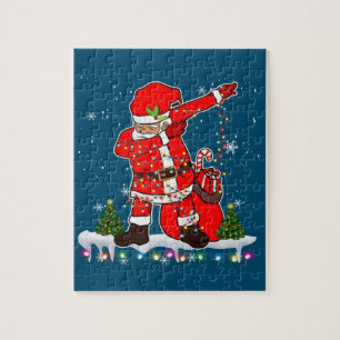 Dabbing Santa Christmas Tree Lights Xmas Gifts Boy Jigsaw Puzzle