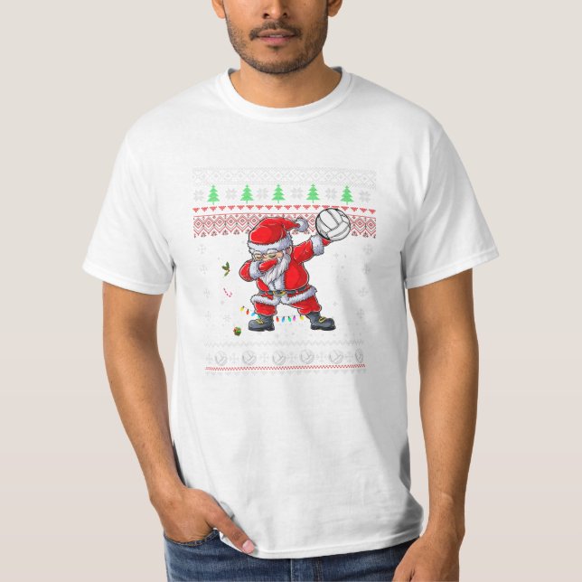 Dabbing Santa Christmas Volleyball T-Shirt (Front)