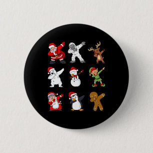 Dabbing Santa Claus And Friends Christmas Boys Gir 6 Cm Round Badge