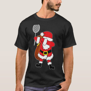 Dabbing Santa Claus Badminton Christmas For Kids T-Shirt