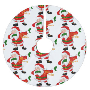 dabbing santa claus brushed polyester tree skirt