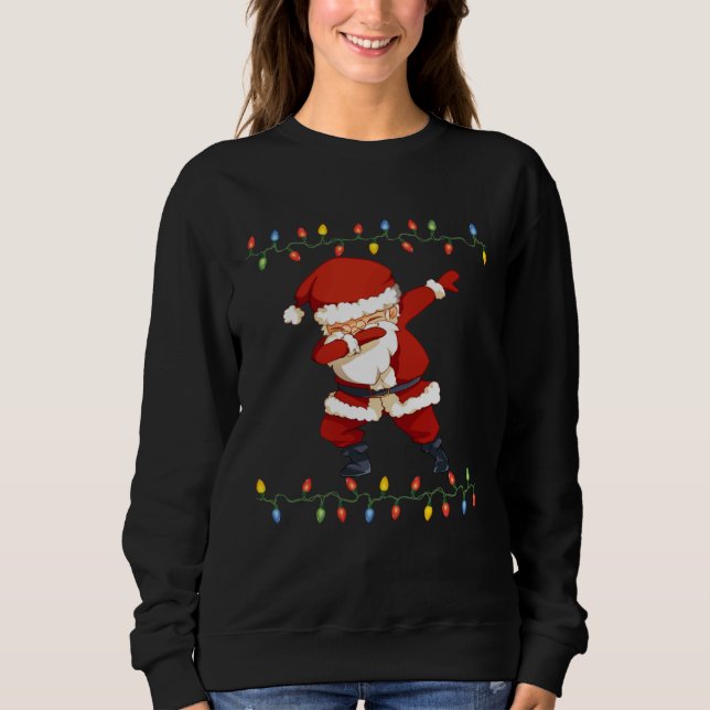 Dabbing Santa Claus Christmas Costumes  Xmas Light Sweatshirt (Front)