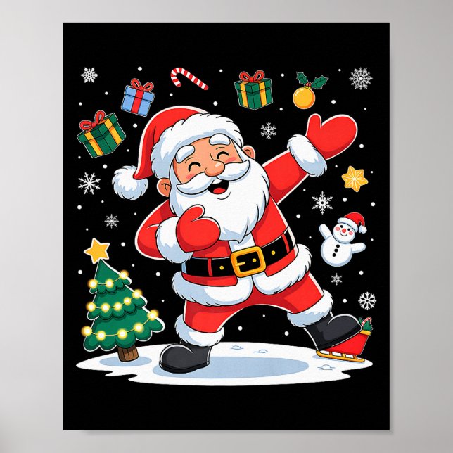 Dabbing Santa Claus Christmas Holiday Boys Kids Da Poster (Front)