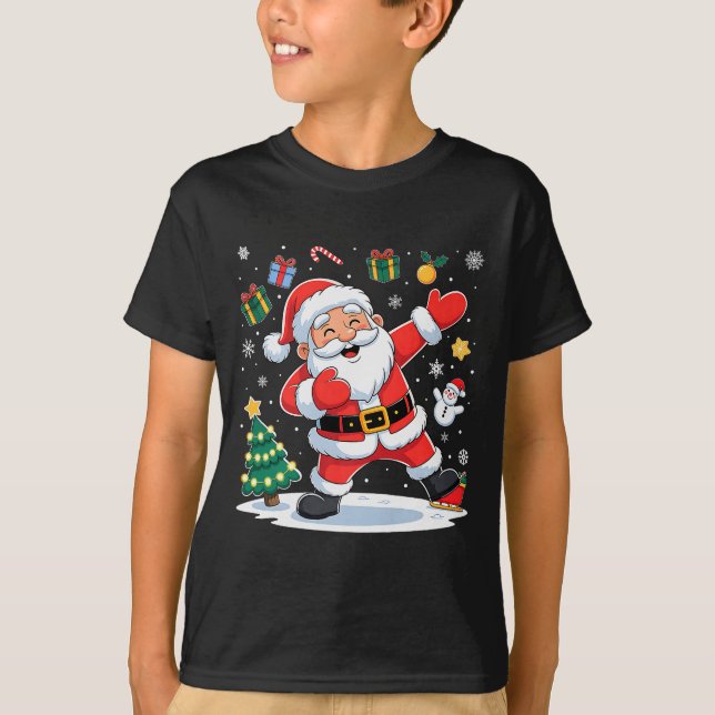 Dabbing Santa Claus Christmas Holiday Boys Kids Da T-Shirt (Front)