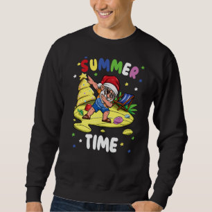 Dabbing Santa Claus Christmas In July Xmas Beach V Sweatshirt