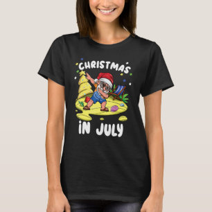 Dabbing Santa Claus Christmas In July Xmas Beach V T-Shirt