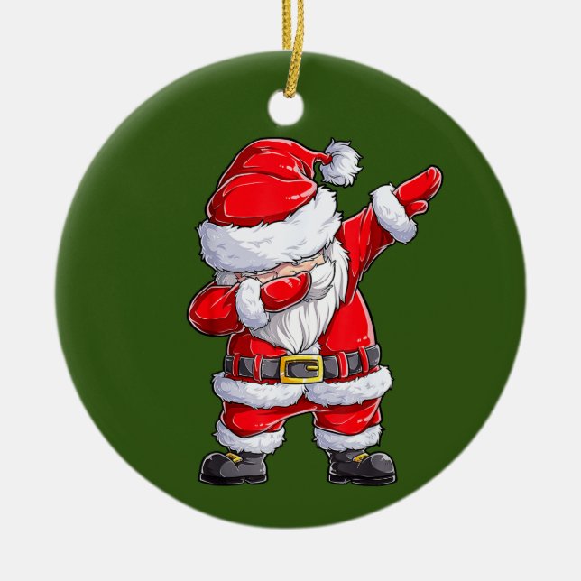 Dabbing Santa Claus Christmas Kids Boys Girls Dab Ceramic Ornament (Front)