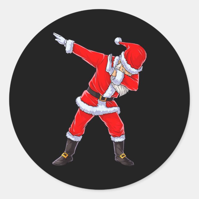 Dabbing Santa Claus Christmas Kids Boys Girls Dab  Classic Round Sticker (Front)