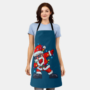 Dabbing Santa Claus Christmas Tree Lights Boys Kid Apron