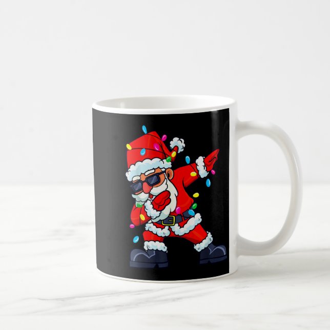 Dabbing Santa Claus Christmas Tree Lights Boys Kid Coffee Mug (Right)