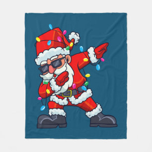 Dabbing Santa Claus Christmas Tree Lights Boys Kid Fleece Blanket