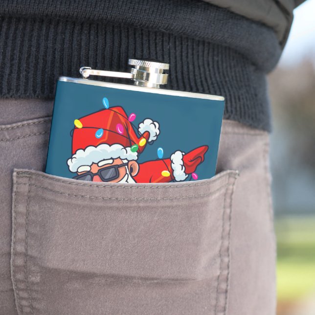 Dabbing Santa Claus Christmas Tree Lights Boys Kid Hip Flask (In Situ)