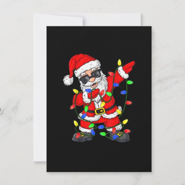 Dabbing Santa Claus Christmas Tree Lights Boys Kid Invitation (Front)