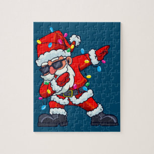 Dabbing Santa Claus Christmas Tree Lights Boys Kid Jigsaw Puzzle