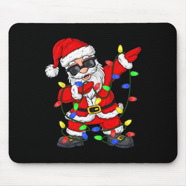 Dabbing Santa Claus Christmas Tree Lights Boys Kid Mouse Pad (Front)