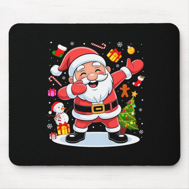 Dabbing Santa Claus Christmas Tree Lights Boys Kid Mouse Pad (Front)