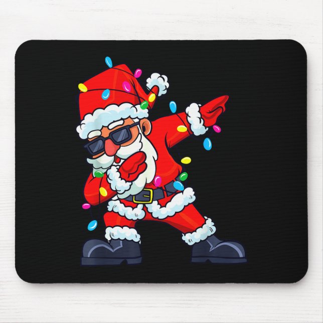 Dabbing Santa Claus Christmas Tree Lights Boys Kid Mouse Pad (Front)
