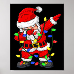 Dabbing Santa Claus Christmas Tree Lights Boys Kid Poster