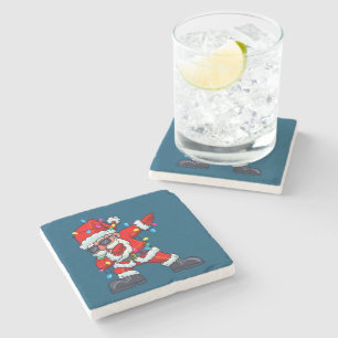 Dabbing Santa Claus Christmas Tree Lights Boys Kid Stone Coaster