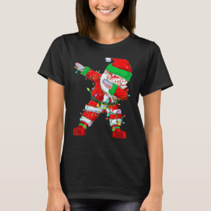 Dabbing Santa Claus Christmas Tree Lights Boys Kid T-Shirt