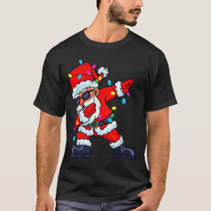 Dabbing Santa Claus Christmas Tree Lights Boys Kid T-Shirt