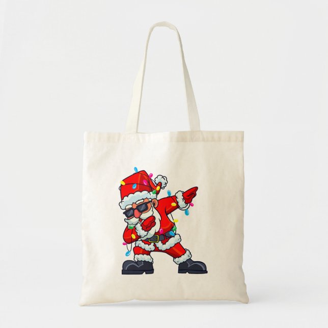 Dabbing Santa Claus Christmas Tree Lights Boys Kid Tote Bag (Front)