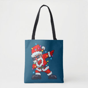 Dabbing Santa Claus Christmas Tree Lights Boys Kid Tote Bag