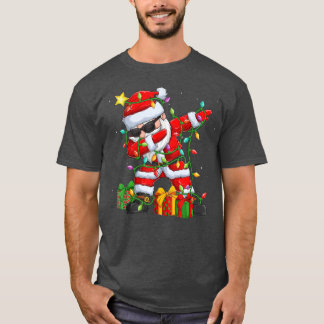 Dabbing Santa Claus Christmas Tree Lights Matching T-Shirt