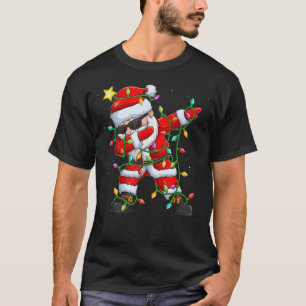 Dabbing Santa Claus Christmas Tree Lights Matching T-Shirt