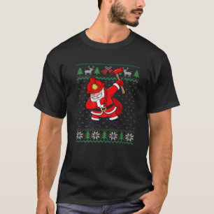 Dabbing Santa Claus Firefighter Fireman Ugly Xmas T-Shirt