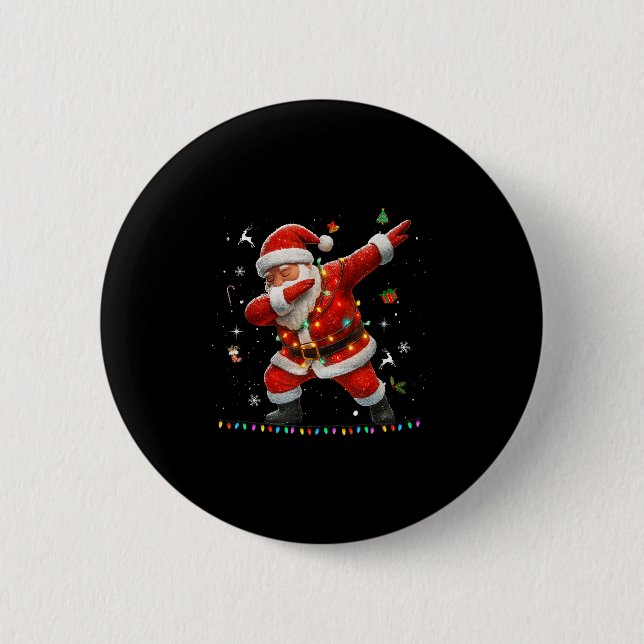 Dabbing Santa Claus Light Christmas Boys Men Funny 6 Cm Round Badge (Front)
