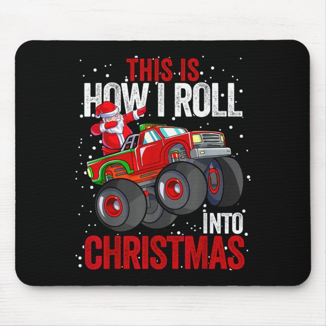 Dabbing Santa Claus Monster Truck Boys Christmas X Mouse Pad (Front)