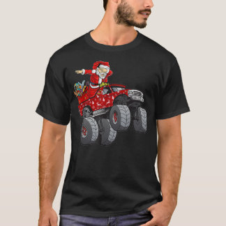 Dabbing Santa Claus Riding Monster Truck Boys Kids T-Shirt