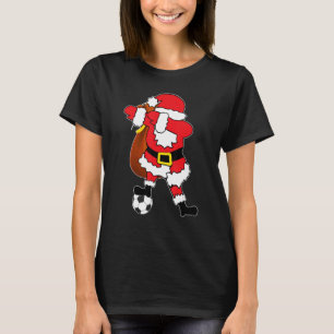 Dabbing Santa Claus Soccer Christmas  For Kids Boy T-Shirt