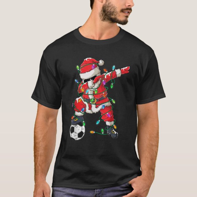 Dabbing Santa Claus Soccer Christmas Funny Dance P T-Shirt (Front)