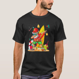 Dabbing Santa Claus Surfer Summer Beach Christmas T-Shirt