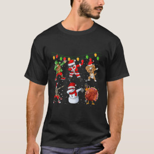 Dabbing Santa Claus Turkey Dog Friends Funny Xmas T-Shirt