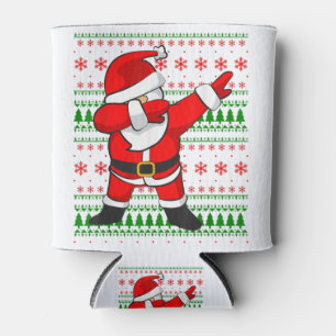 Dabbing Santa Claus Ugly Sweater Christmas Can Cooler