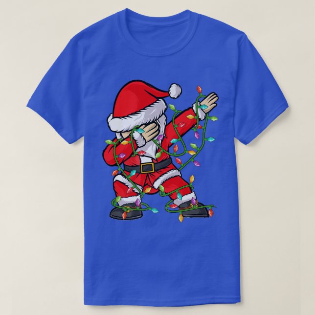Dabbing Santa Claus Xmas Lights Santa Christmas Da T-Shirt (Design Front)