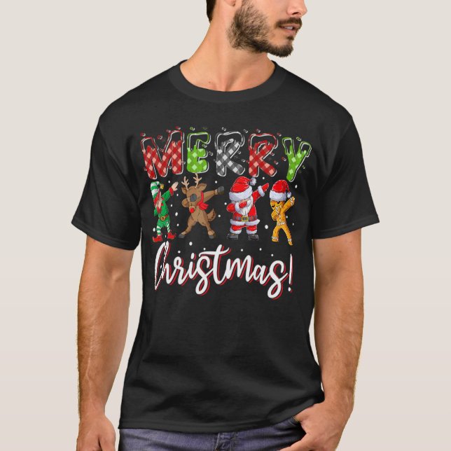 Dabbing Santa Elf And Friends Christmas Boy Girl T-Shirt (Front)