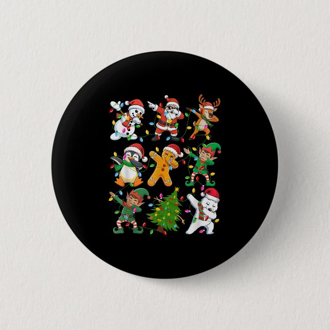 Dabbing Santa Elf Friends Boys Girls Xmas Pjs Cost 6 Cm Round Badge (Front)