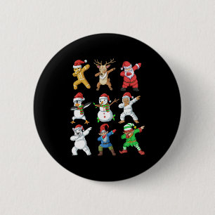 Dabbing Santa Elf Friends Christmas 6 Cm Round Badge