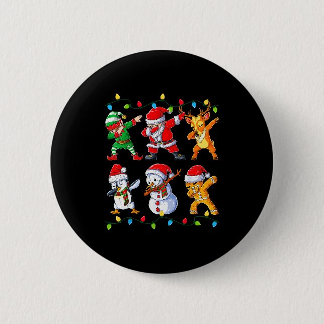 Dabbing Santa Elf Friends Christmas Boys Girls Men 6 Cm Round Badge (Front)