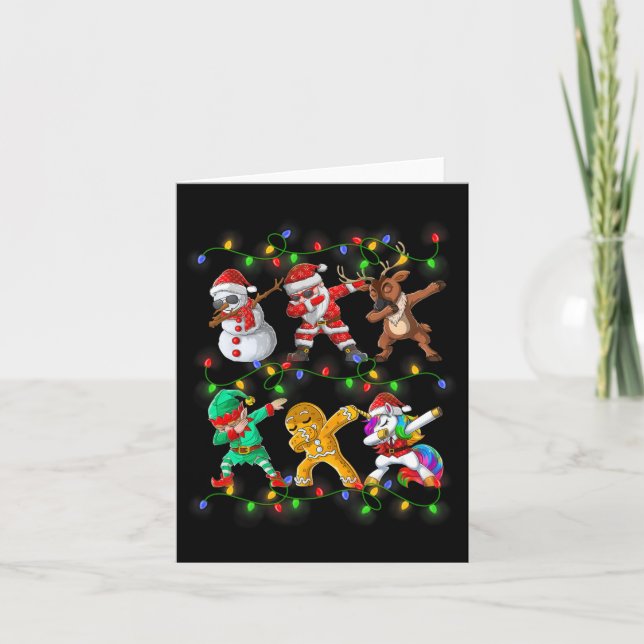 Dabbing Santa Elf Friends Christmas Boys Girls Men Card (Front)