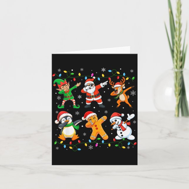 Dabbing Santa Elf Friends Christmas Boys Girls Men Card (Front)