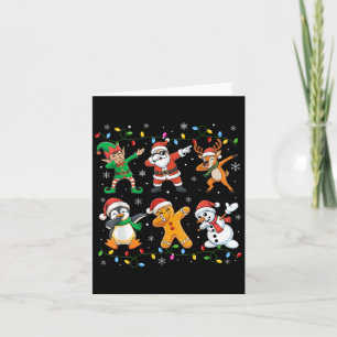 Dabbing Santa Elf Friends Christmas Boys Girls Men Card