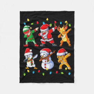 Dabbing Santa Elf Friends Christmas Boys Girls Men Fleece Blanket